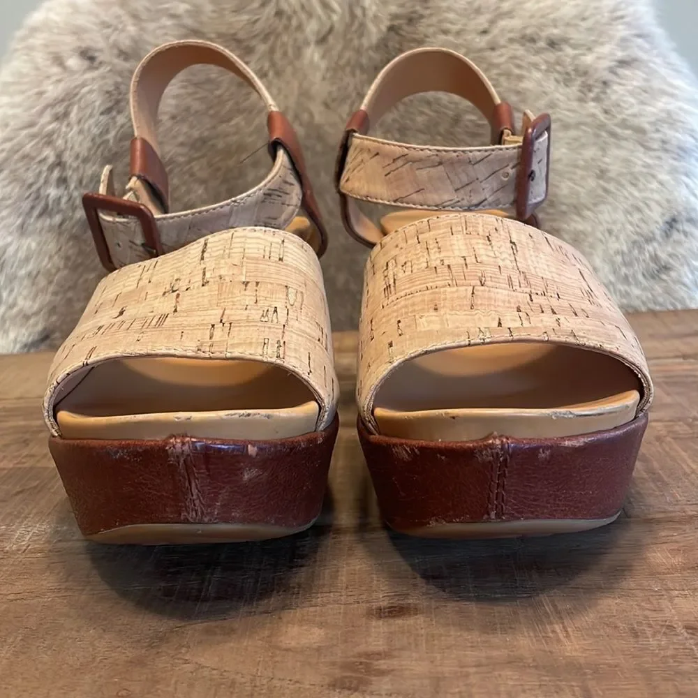 Kork-Ease Keirn Ankle Strap Platform Wedge Sandal - Natural Cork Size 9